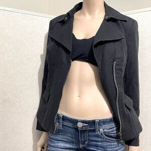 Zara basic black moto jacket size M